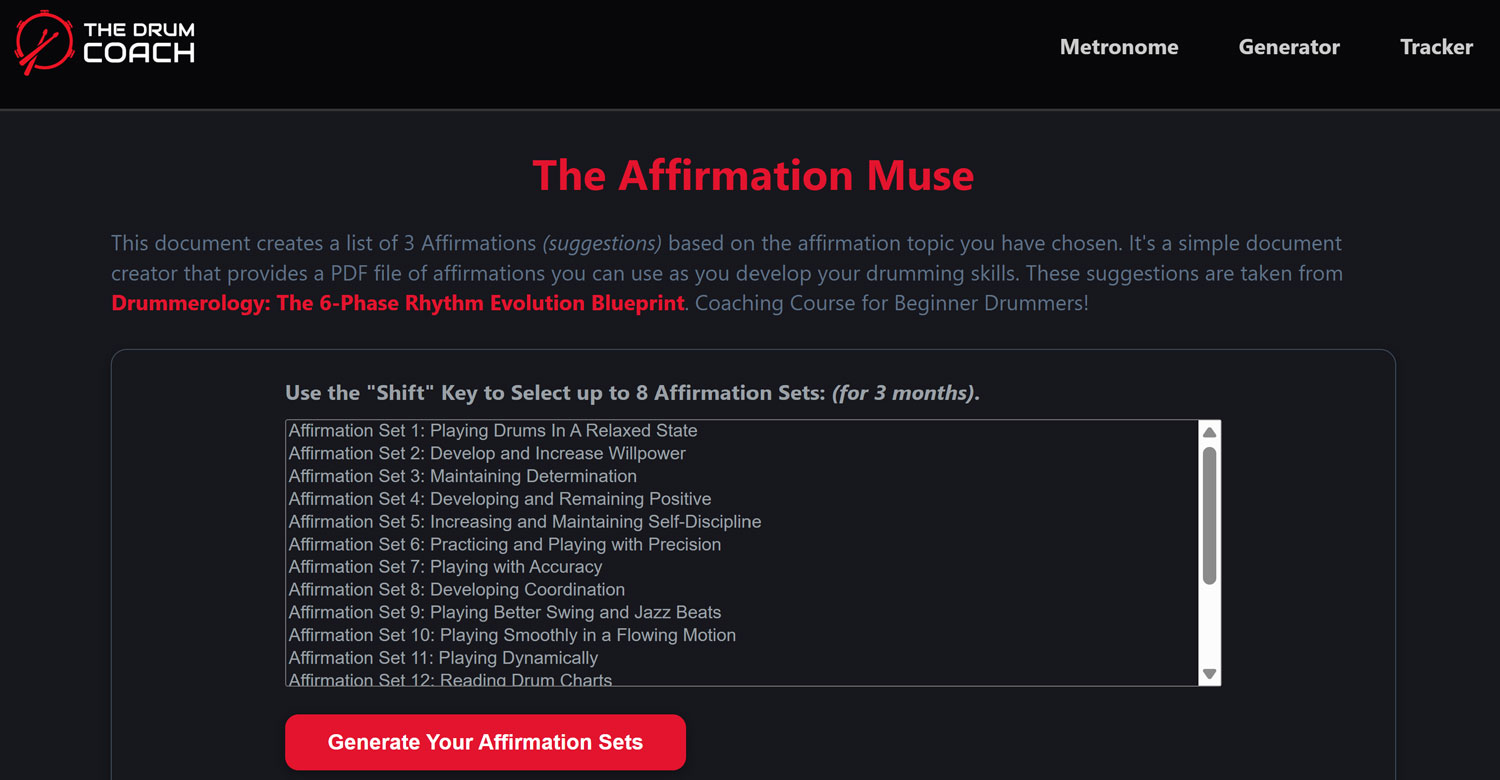 Affirmation Muse Tool Preview